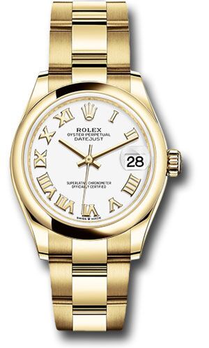 Rolex Datejust President Yellow Gold Smooth Bezel White Roman Dial on Oyster Bracelet 31mm
