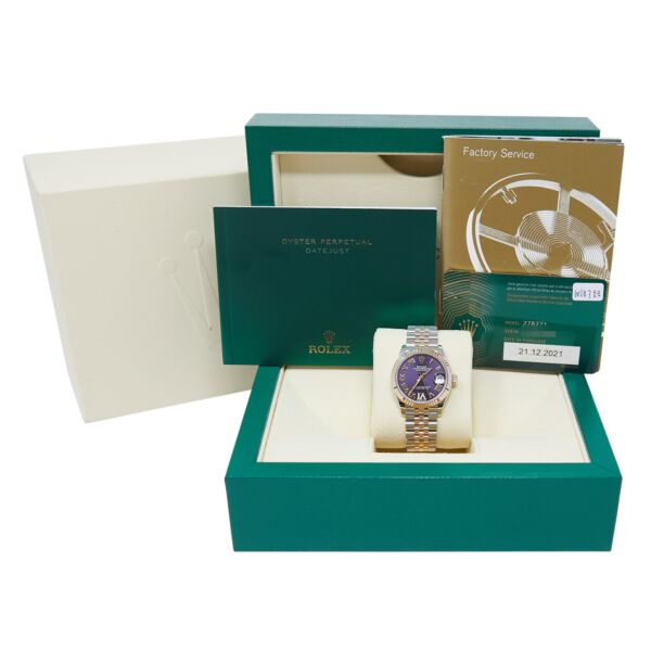 Rolex Pre-Owned Datejust 31 Steel and Rose Gold Purple Diamond VI on Jubilee Bracelet [COMPLETE SET] 2021