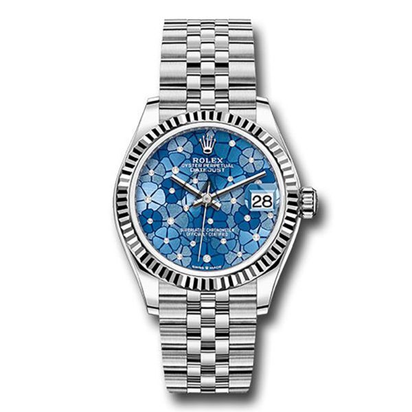 Rolex Datejust Steel/White Gold Blue Floral Diamond Dial on Jubilee 31mm
