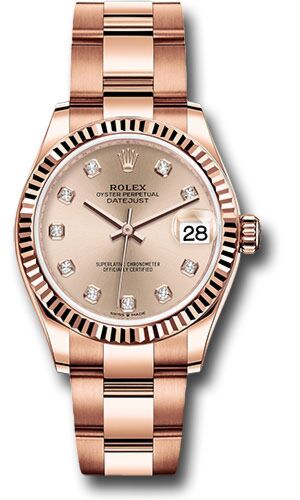 Rolex Datejust President Rose Gold Fluted Bezel Pink Diamond Dial on Oyster Bracelet 31mm