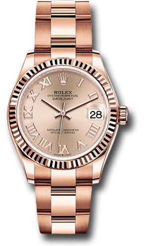 Rolex Datejust President Rose Gold Fluted Bezel Pink Roman Dial on Oyster Bracelet 31mm