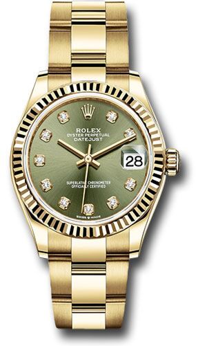 Rolex Datejust President Yellow Gold Fluted Bezel Green Diamond Dial on Oyster Bracelet 31mm