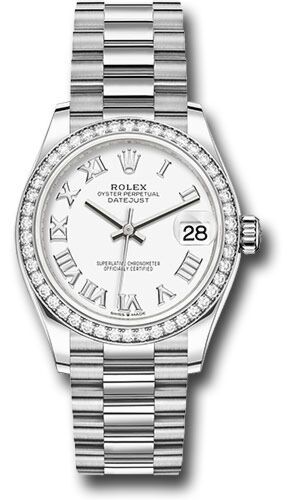 Rolex Datejust President White Gold Diamond Bezel White Roman Dial on President Bracelet 31mm