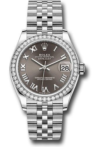Rolex Datejust Steel and White Gold Diamond Bezel Dark Grey Roman Dial on Jubilee Bracelet 31mm