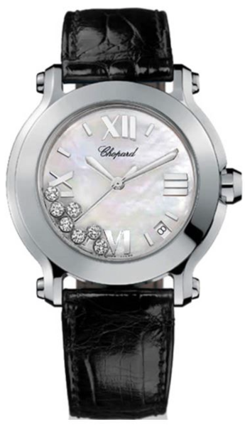 Happy Sport II Round Mother of Pearl Diamond Dial Ladies Watch