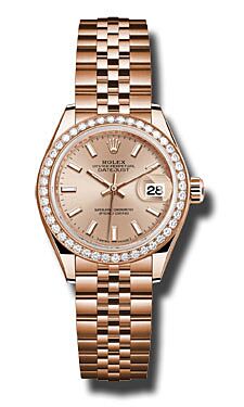Rolex Datejust Rose Gold Pink Sundust Index Dial Dial 28 mm