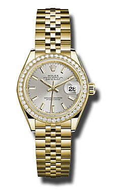 Rolex Datejust Yellow Gold Silver Index Dial 28 mm