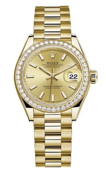 Rolex Datejust Yellow Gold Champagne Index Dial 28 mm