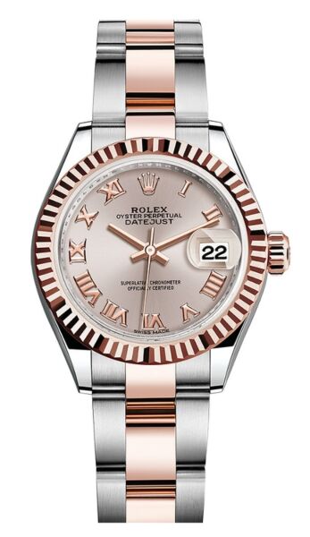 Rolex Datejust 28 Steel and Rose Gold Sundust Roman Dial Oyster Bracelet 28mm