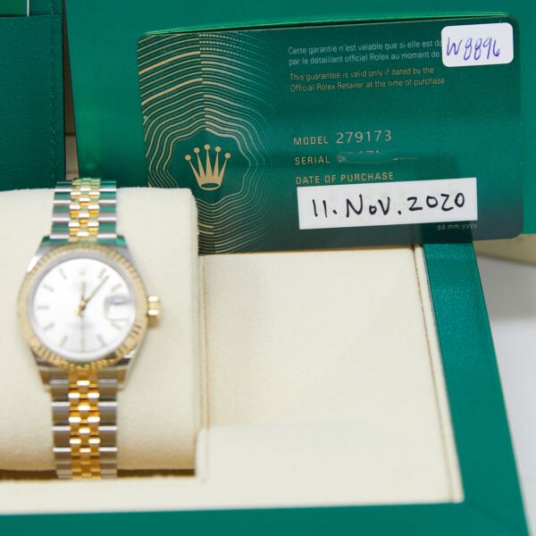 Rolex Pre-Owned Lady-Datejust Steel + Yellow Gold Silver Dial on Jubilee Bracelet [COMPLETE SET 2020] 28mm