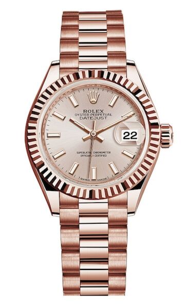 Rolex Datejust Rose Gold Pink Sundust Index Dial Dial 28 mm