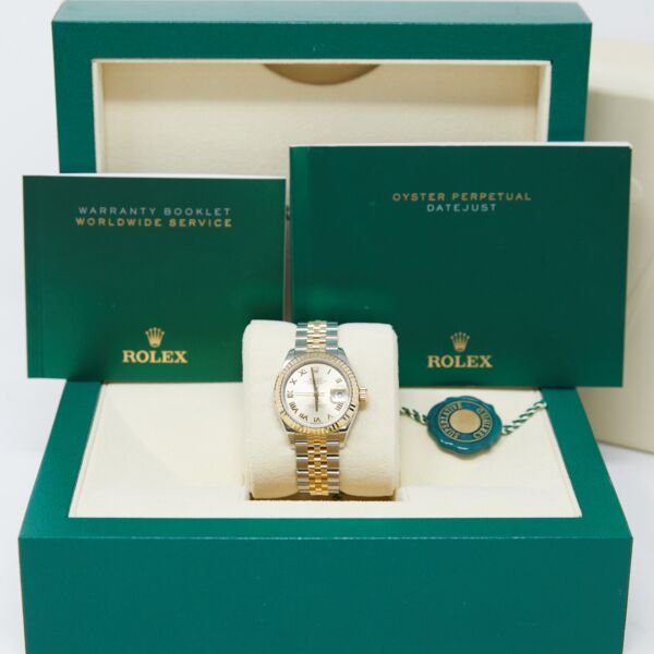 Pre Owned Rolex Datejust 28 Steel and Yellow Gold Fluted Bezel Champagne Roman Dial Jubilee Bracelet 28mm 