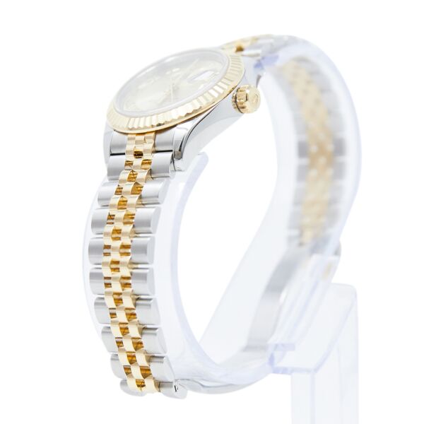 Pre Owned Rolex Datejust 28 Steel and Yellow Gold Fluted Bezel Champagne Roman Dial Jubilee Bracelet 28mm 