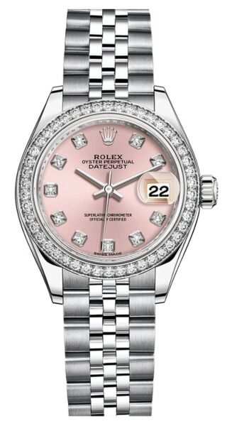 Rolex Datejust 28 Steel and White Gold Diamond Bezel Pink Diamond Dial Jubilee Bracelet 28mm