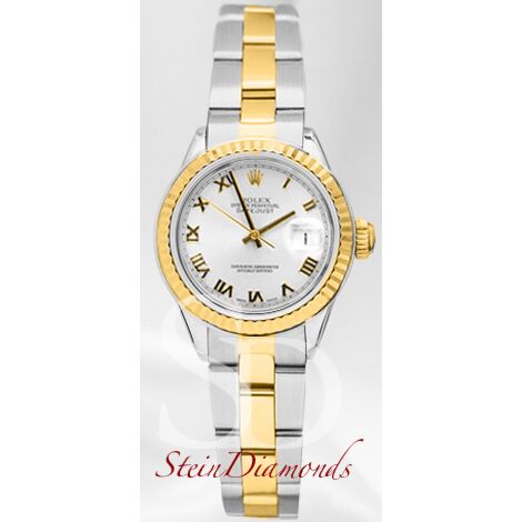 Rolex Lady Two-Tone Datejust Fluted Bezel Custom Grey Roman Dial on Oyster Band 26mm