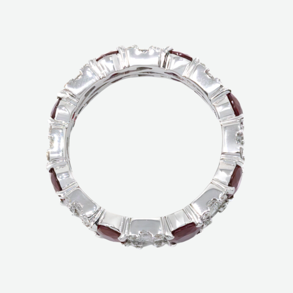18K White Gold Diamond and Ruby Eternity Band 