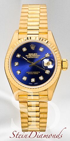 Rolex Mid-Size Yellow Gold President Custom Blue Diamond Dial