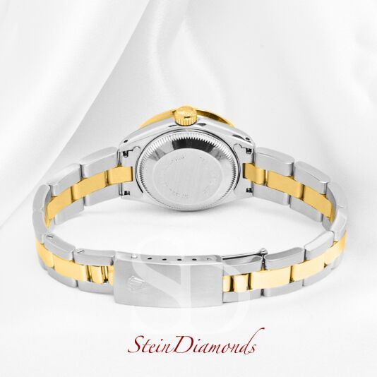 Rolex Lady Two-Tone Datejust Custom Diamond Bezel Custom Champagne Diamond Dial on Oyster Band 26mm