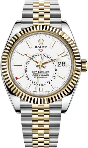Rolex Sky-Dweller Steel and Yellow Gold White Dial on Jubilee Bracelet 42mm