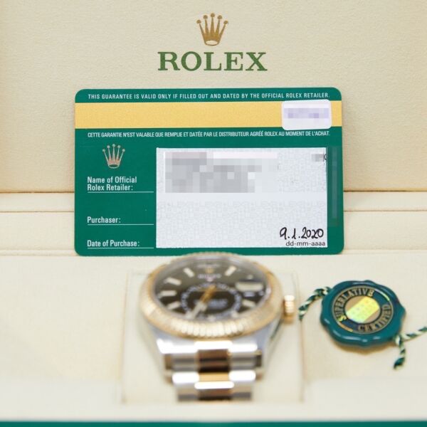 Rolex Pre-Owned Sky-Dweller Steel + Yellow Gold Black Dial on Oyster Bracelet [FULL SET 2020] 42mm