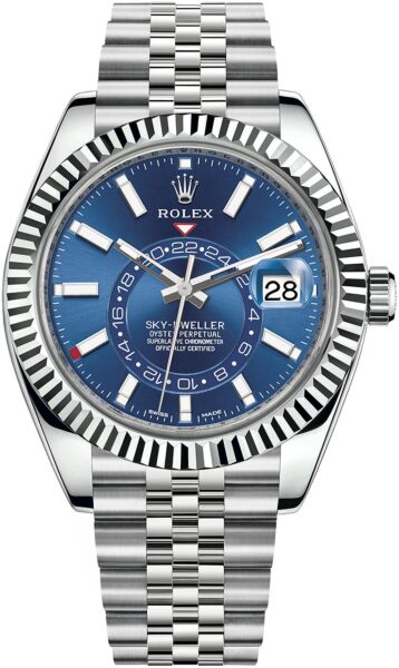 Rolex Sky-Dweller Stainless Steel and White Gold Blue Dial on Jubilee Bracelet 42mm