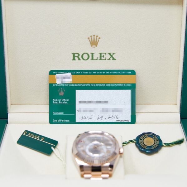 Rolex Pre Owned Sky-Dweller Rose Gold Sundust Roman Dial on Oyster 42mm Complete 2016/2017