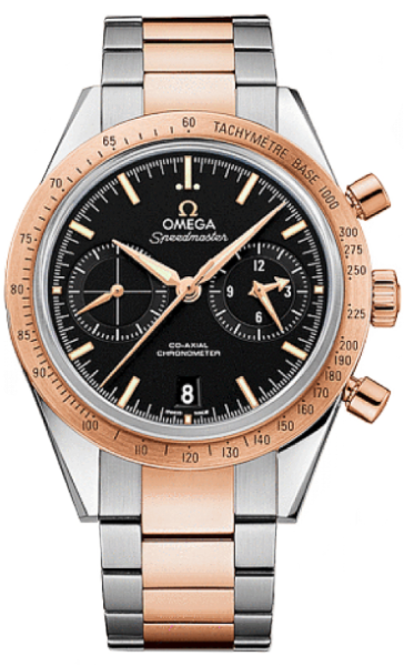 Speedmaster Black Dial Chronograph Steel and 18kt Rose Gold Automatic Men's Watch