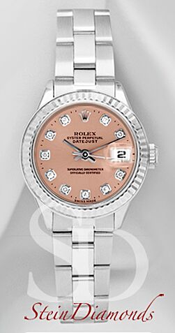 Rolex Lady Steel Datejust Fluted BezelCustom Copper Diamond Dial on Oyster Band 26mm
