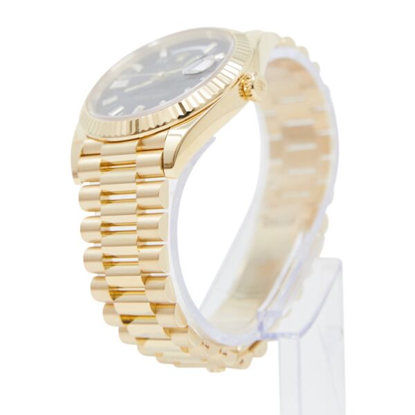 Rolex Day-Date 40 18KYellow Gold Black Baguette Diamond Dial Presidential Bracelet [FULL SET] MINT