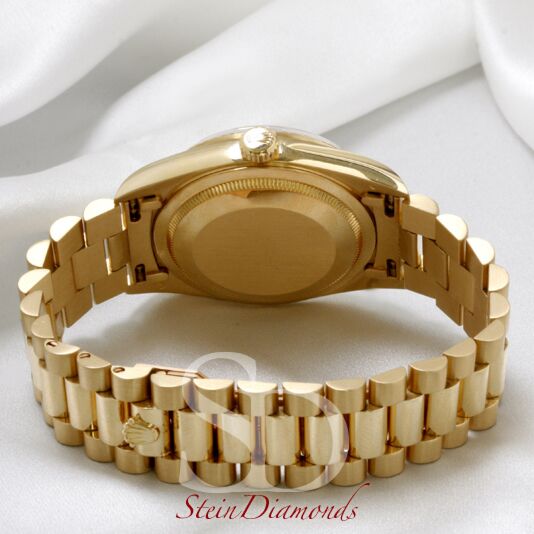 Rolex Day-Date Yellow Gold Custom Diamond Bezel Custom Blue Diamond Dial on Presidental Bracelet 36mm