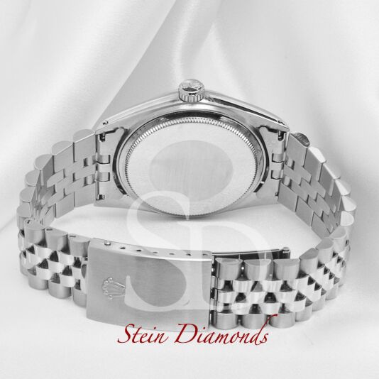 Pre Owned Rolex Steel Datejust Custom Diamond Bezel and Custom Silver Diamond Dial on Jubilee Band 36mm