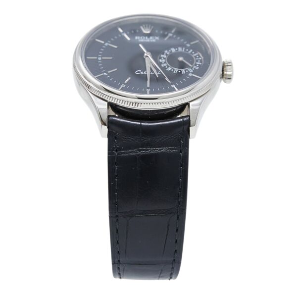Rolex Pre-Owned Cellini 18K White Gold Black Dial on Leather Strap [COMPLETE SET] 39mm