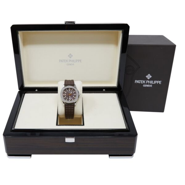 Patek Philippe Pre-Owned Ladies Aquanaut Stainless Steel Diamond Bezel Brown Arabic Dial [WITH BOX] 35mm