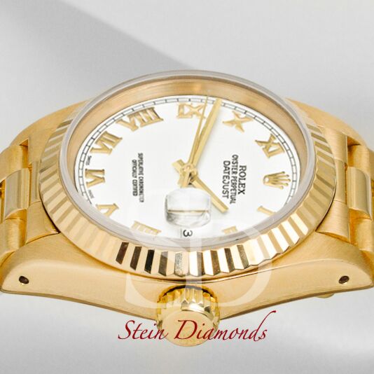 Rolex Lady Yellow Gold President White Roman on Presidential 26mm