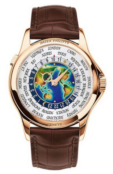 Complications World Time Rose Gold White Dial on Brown Leather Strap 39mm New Complete Set