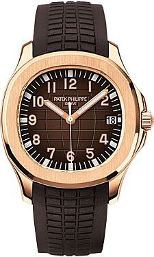 Aquanaut Pre-Owned 18k Rose Gold Brown Dial Brown Rubber Strap 40.8mm
