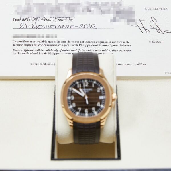Patek Philippe Pre-Owned Aquanaut Rose Gold Chocolate Brown Dial Brown Rubber Strap [BOX and PAPERS] 2012