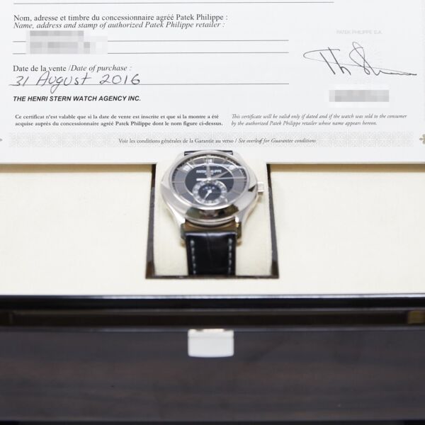 Patek Philippe Pre-Owned Complications Annual Calendar Black Dial on Leather Strap [BOX, PAPERS] 40mm