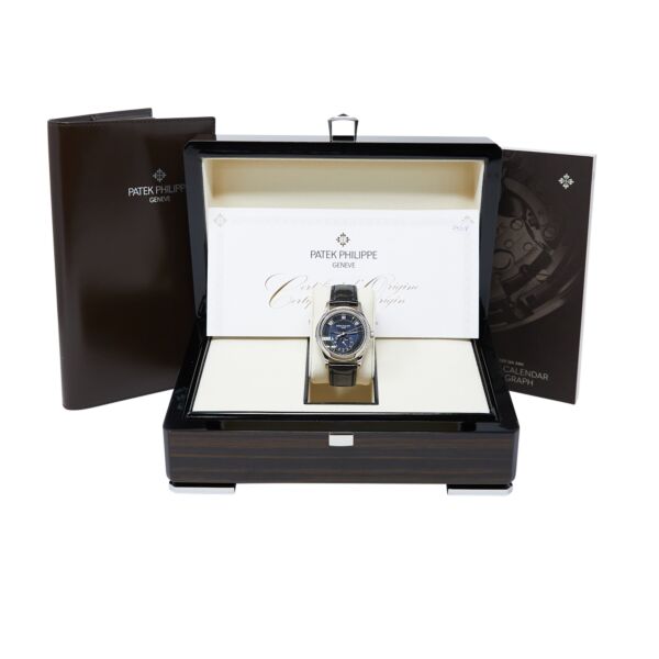Patek Philippe Pre-Owned Annual Calendar White Gold Blue Dial on Leather Strap [COMPLETE SET 2021] 40mm