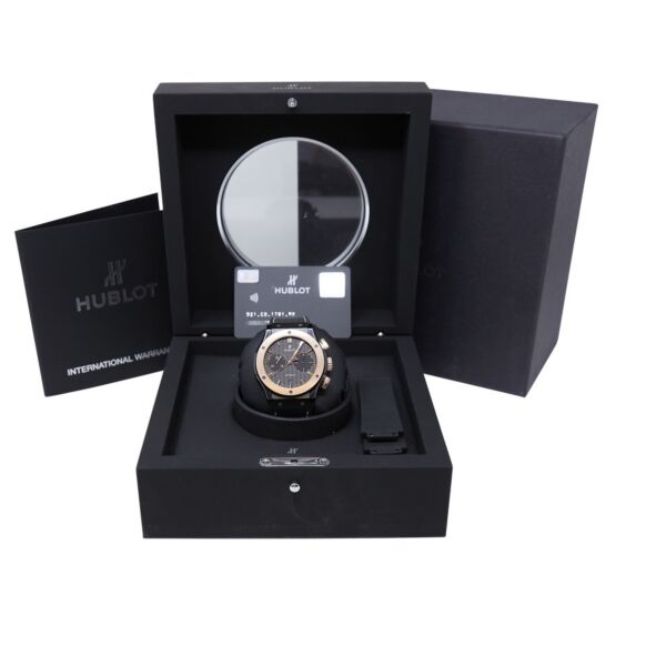 Hublot Classic Fusion Chronograph Rose Gold + Ceramic Case Black Dial on Black Rubber Strap [COMPLETE SET] 45mm