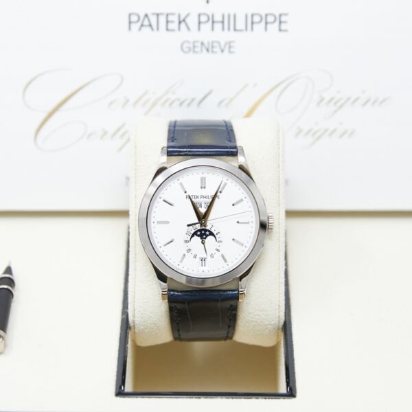 Patek Philippe Annual Calendar White Gold Silver Opaline Dial on Leather Strap [with PAPERS] 2020