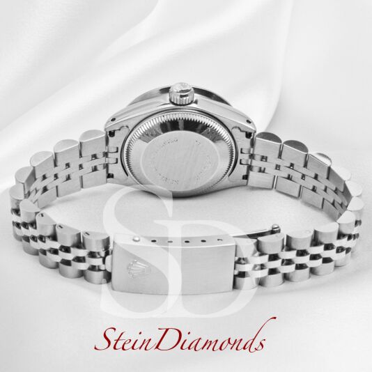 Rolex Lady Steel Datejust Smooth Bezel Custom White Roman Dial on Jubilee Band 26mm