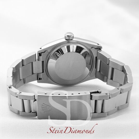 Rolex Mid-Size Steel Datejust Fluted Bezel Custom Pink Roman Numerals on Oyster Band 31mm