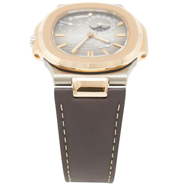 Patek Philippe Pre-Owned Nautilus Rose Gold & White Gold Brown Dial on Leather Strap [COMPLETE SET] 40mm