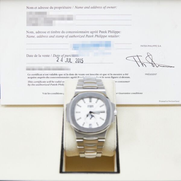 Patek Philippe Nautilus Stainless Steel White Dial on Steel Bracelet [with BOX and PAPERS] 2015