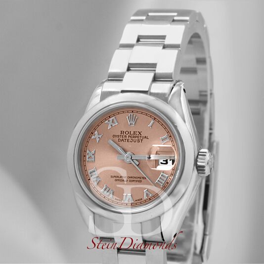 Rolex Lady Steel Datejust Smooth Bezel Custom Copper Roman Dial on Oyster Band 26mm
