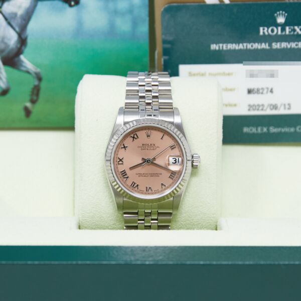 Rolex Pre-Owned Datejust 31 Steel and White Gold Pink Roman Dial on Jubilee Bracelet [BOX, SERVICE PAPERS]