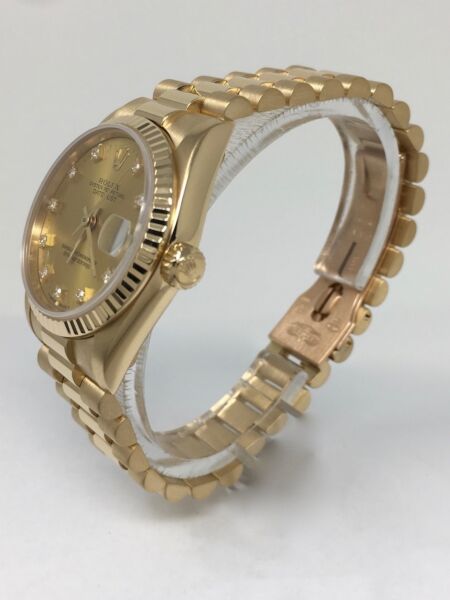 Rolex Mid-Size President Yellow Gold Champagne Diamond Dial on President Bracelet 31mm