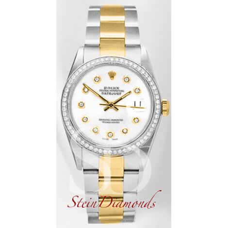 Pre Owned Rolex Two-Tone Datejust Custom Diamond Bezel and White Diamond on Oyster Band 36mm