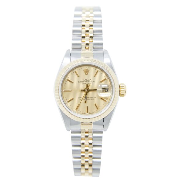 Rolex Lady Two-Tone Datejust Fluted Bezel Champagne Index Dial on Jubilee Band 26mm MINT